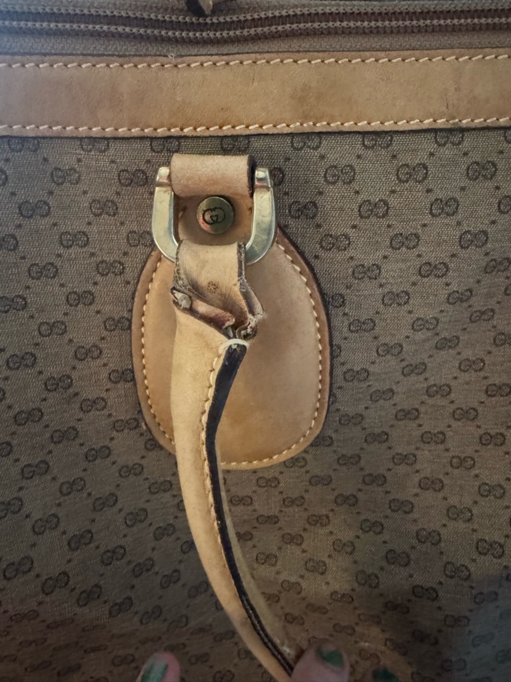 VTG Gucci Brown Monogram Travel Tote with Tan Leather Trim - Picture 4 of 16